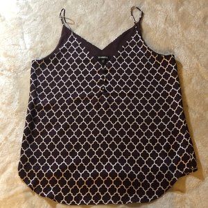 Express V-Neck Top Maroon & White Size Medium